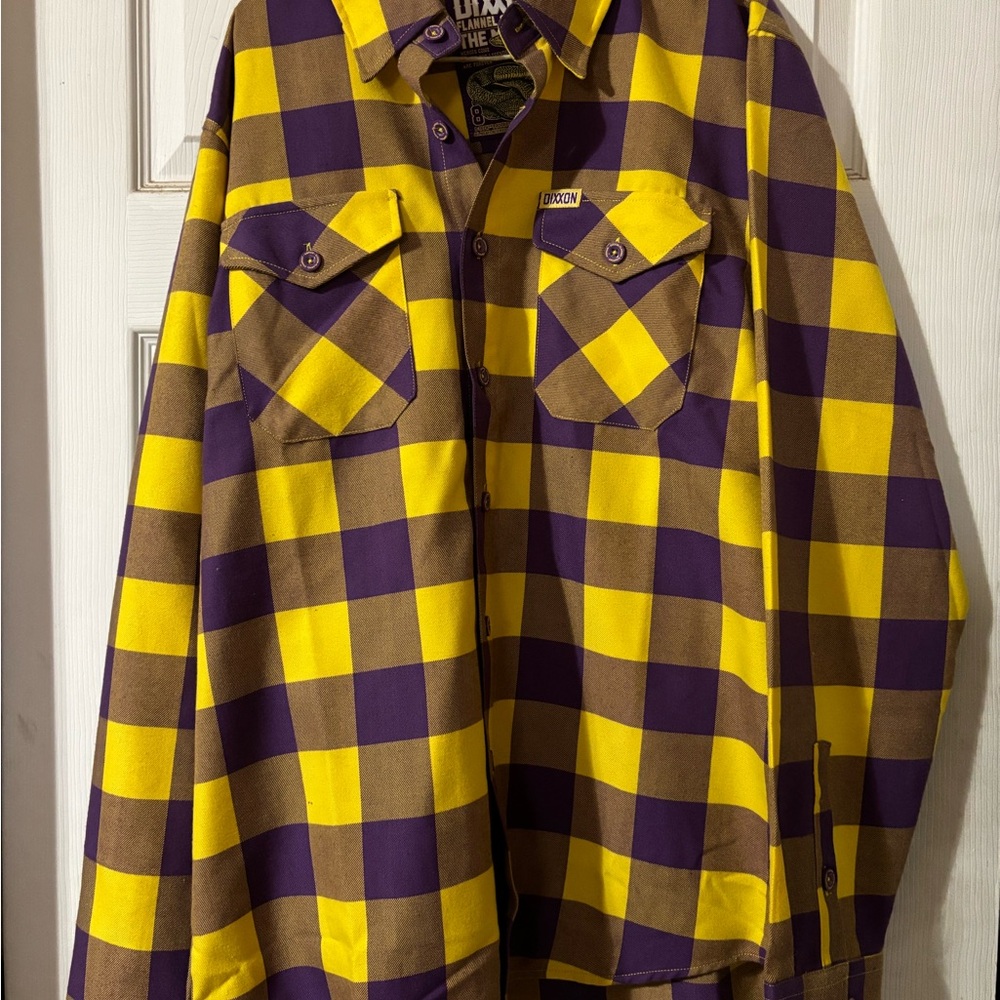 DIXXON Yellow and Purple Plaid Shirt